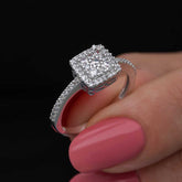 Silver Square Zircon Stone Women's Ring