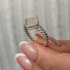 Silver Square Zircon Stone Women's Ring