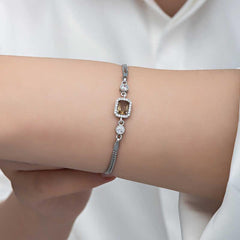 Bracelet femme en argent et pierre de zultanite carrée