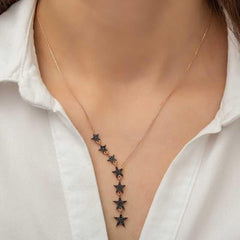 Silver Black Shooting Stars Women's Necklace
