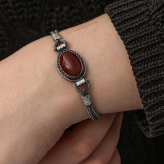 Bracelet Kazaziye en pierre d'agate argentée