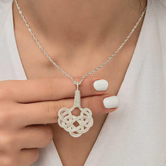 Silver Kazaziye Knit Women's Necklace