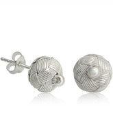 Silver Kazaziye Knitted Stud Earrings