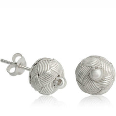 Silver Kazaziye Knitted Stud Earrings