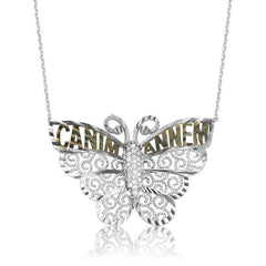 Silver Butterfly My Dear Mother Women's Necklace