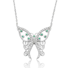 Silver Patterned Butterfly Women's Necklace