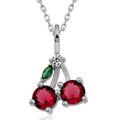 Silver Cherry Figured Fruit Women's Necklace