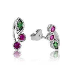Boucles d'oreilles à tige en argent et cerise