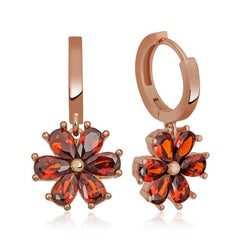 Silver Red Flower Women's Earrings