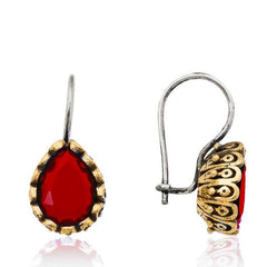Silver Red Drop Authentic Women's Earrings