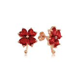 Silver Red Heart Clover Women's Earrings