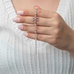 Silver Red Lotus Flower Waterway Women's Bracelet