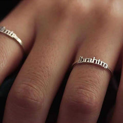 Silver Personalized Name Written Women's Ring