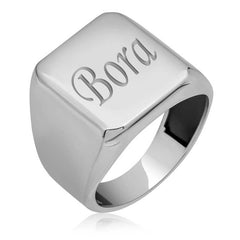 Bague carrée personnalisée en argent pour homme