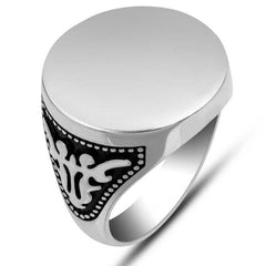 Bague ronde personnalisée en argent pour homme