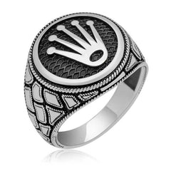 Silver King Crown Men's Ring