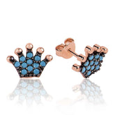 Silver Queen Crown Stud Earrings