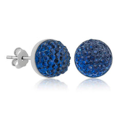 Boucles d'oreilles à tige en cristal bleu argenté