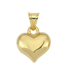 Silver Small 3D Gold Heart Women's Pendant