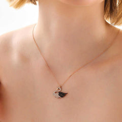 Silver Rose Swan Women's Necklace