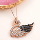 Silver Rose Swan Women's Necklace