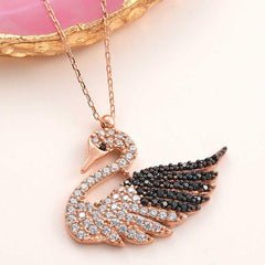 Silver Rose Swan Women's Necklace