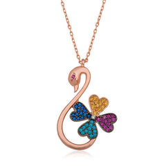 Silver Swan Clover Women's Necklace