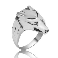 Silver Wolf Figured Men's Ring