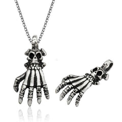 Silver Skull Hand Men's Necklace