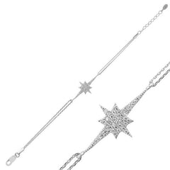 Bracelet étoile polaire argentée pour femme