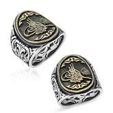 Silver La Ilahe Illallah Written Tugra Men's Ring