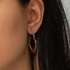 Silver Navy Blue Stone Bohemian Earrings