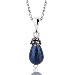 Silver Lapis Natural Stone Women's Necklace
