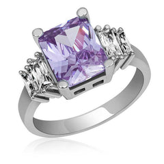 Silver Lilac Baguette Stone Women's Ring
