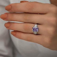 Silver Lilac Baguette Stone Women's Ring