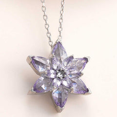 Silver Lilac Lotus Flower Women's Necklace