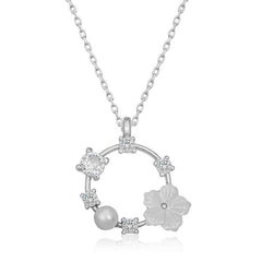 Silver Magnolia Flower Women's Necklace