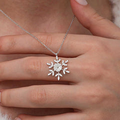 Silver Magnolia Flower Snowflake Women's Necklace