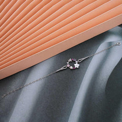 Silver Magnolia Flower Butterfly Women's Bracelet