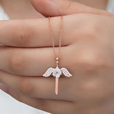 Silver Magnolia Flower Angel Women's Necklace