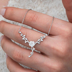 Silver Magnolia Flower Ivy Women's Necklace