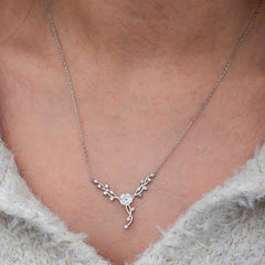 Silver Magnolia Flower Ivy Women's Necklace