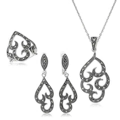 Silver Marcasite Stone Women's Set