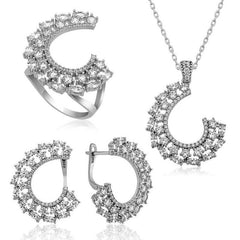 Silver Marquise Stone Ladies Set