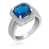 Silver Blue Baguette Women's Ring