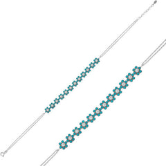 Silver Blue Flower Women's Bracelet