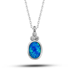 Silver Blue Opal Stone Pineapple Women's Necklace
