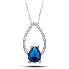 Silver Blue Stone Drop Women's Necklace