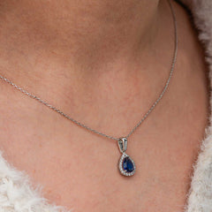 Gümüş Mavi Taşlı Damla Kadın Kolye
