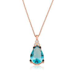 Silver Blue Topaz Drop Women's Necklace